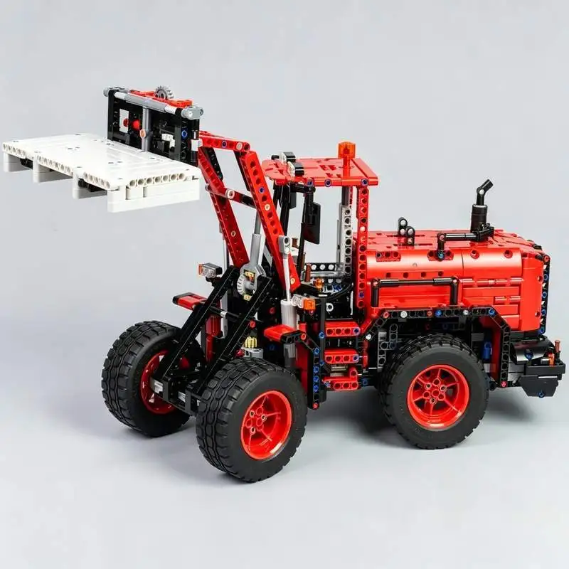 1786PCS MOC Red Heavy Duty Wheel Loader Model Custom Building Blocks DIY Technical Engineering Assembly Toy Educational Gift