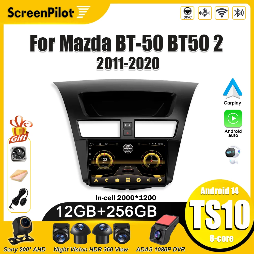 Android 16 For Mazda BT-50 BT50 2 2011-2020 Multimedia Video Player  Carplay Intelligent System Touch Screen RDS 8 Core 5G Wifi