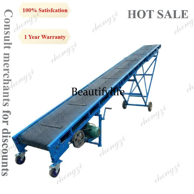 81 lightweight folding belt conveyor mobile conveyor belt assembly line logistics warehouse loading large inclination conveyor