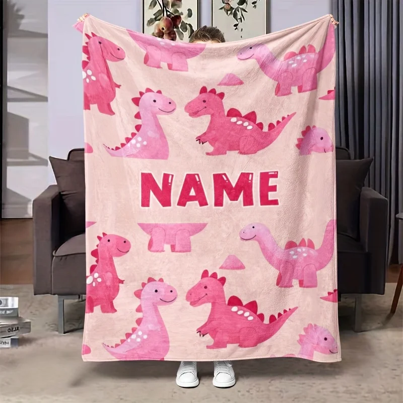 Maßgeschneiderte Flanelldecke mit Dinosaurier-Aufdruck, leicht, weich und warm, Digitaldruck, geeignet für Schlafsofas, Reisen, Campi