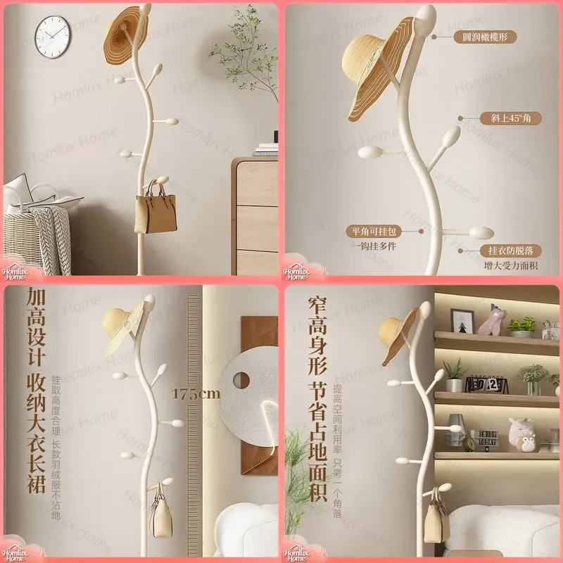 for Floor to Ceiling Clothes Rack Bedroom Foyer Fish Bone Hanger Simple Light Luxury Household Storage Garment Organizer