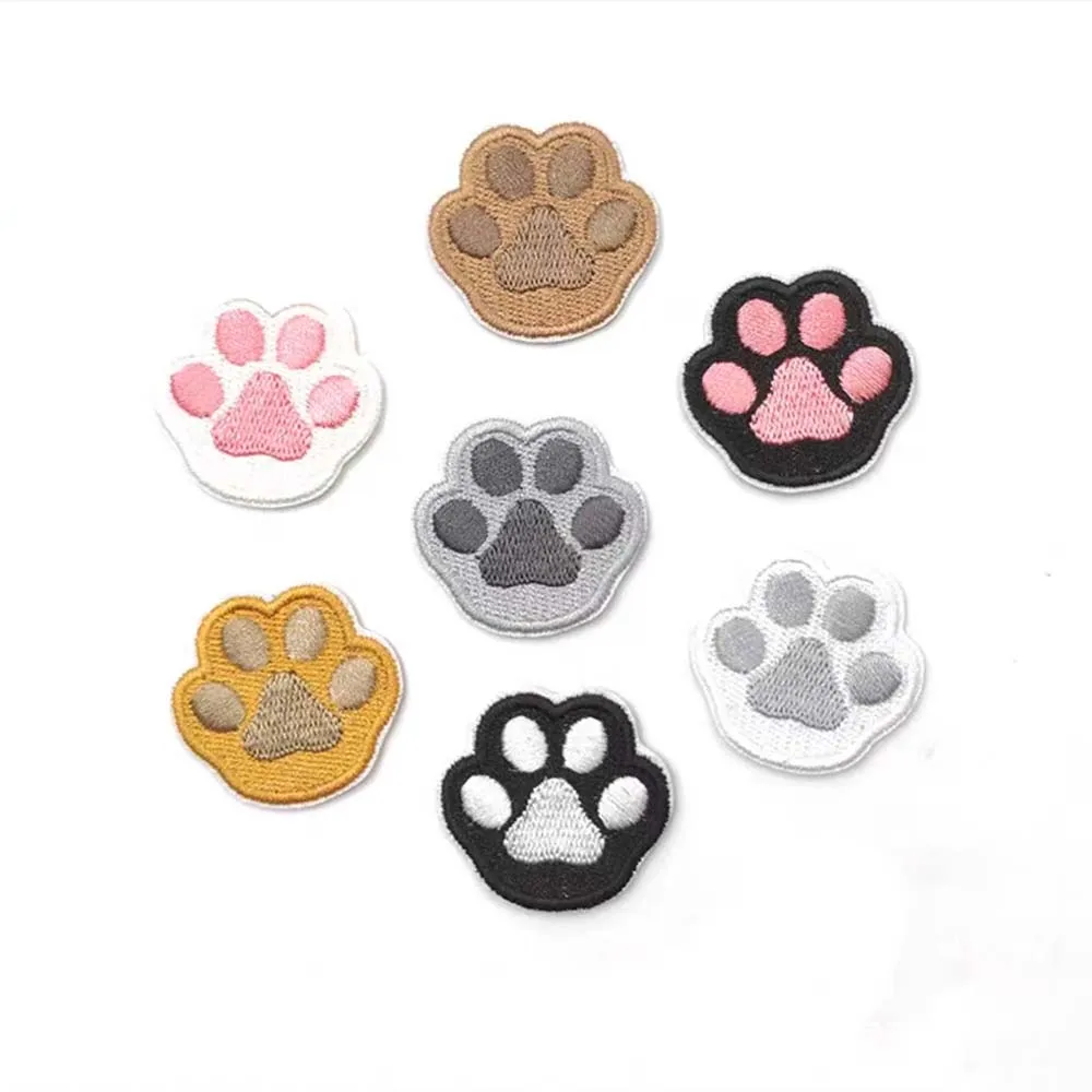 7Pcs Animal Cat Paw Embroidered Patches For Clothing Cartoon Iron On Patches On Kids Clothes Bag Dress DIY Accessories