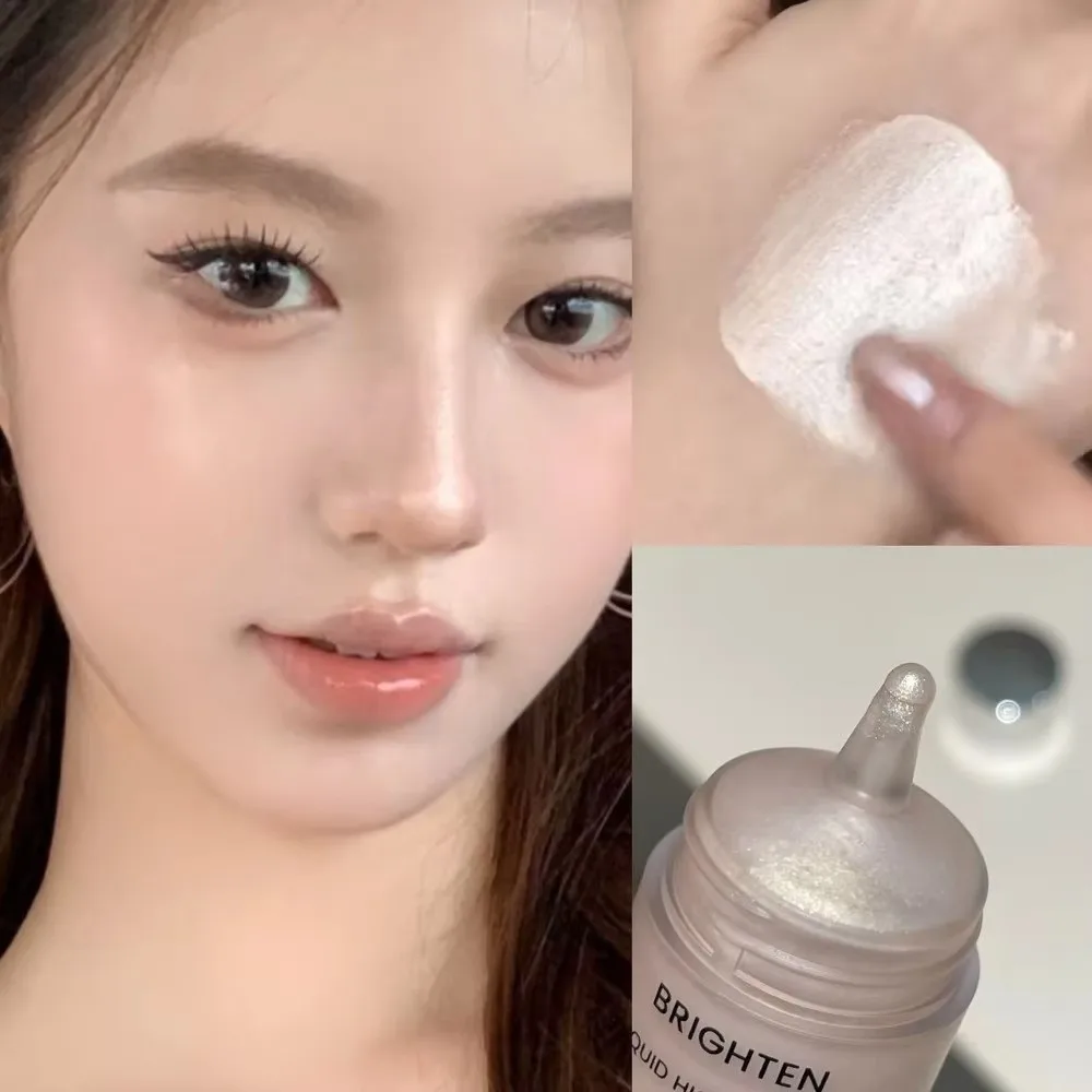 Korean Style Liquid Highlighter Blush Non-Sticky Formula Lasting Wear Shimmer Powder Makeup Light Sensing Natural Finish