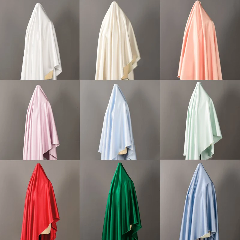 Pearl Thick Satin Double Sided Solid Faux Acetate Fabric Structured Silky Smooth Lustrous For Dress Gown Coat Diy Sewing Craft