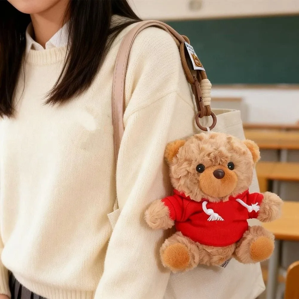 

Small Snacks Cartoon Hoodie Bear Pendant Kawaii Anti-lost Bear KeyChain Fluffy Soft Little Bear Stuffed Girls