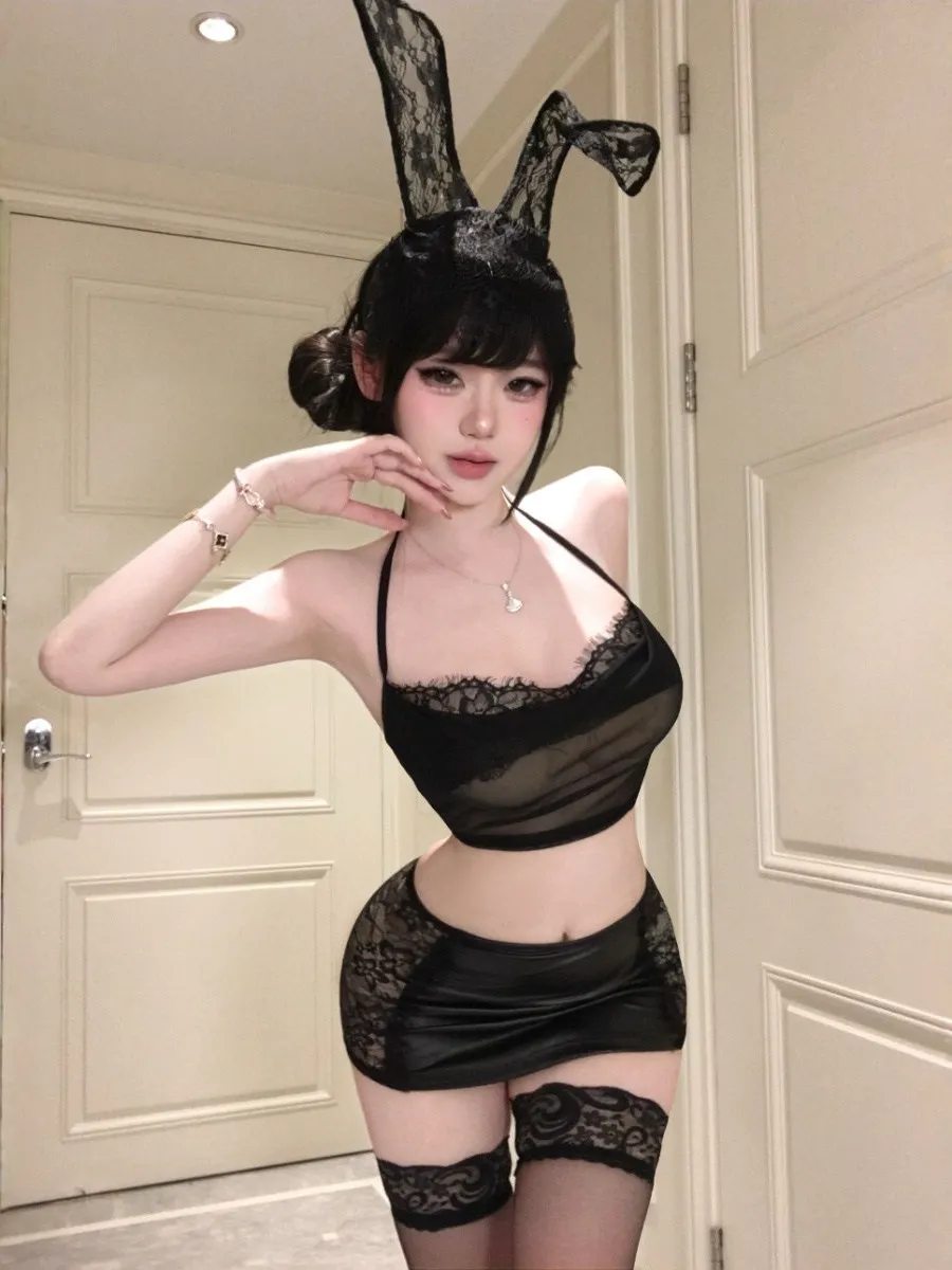 Sexy School Uniform Sleepwear Set with Backless And Short Skirt for Young Women Summer Fashion Three-Piece Suit Chinese Brand