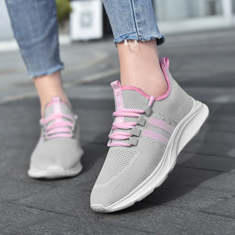 Mesh Women Running Shoes Breathable Knited Women's Casual Outdoor Fitness Walking Shoe Lightweight Lace-up Sports Footwears
