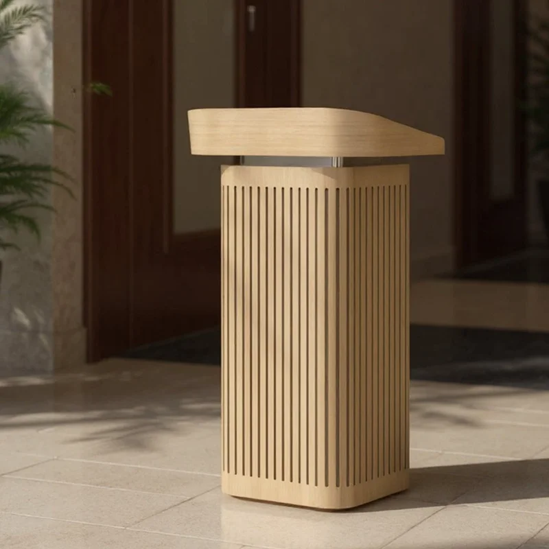 

Original wood grain color welcome desk simple modern restaurant stainless steel reception desk company front desk meeting room p