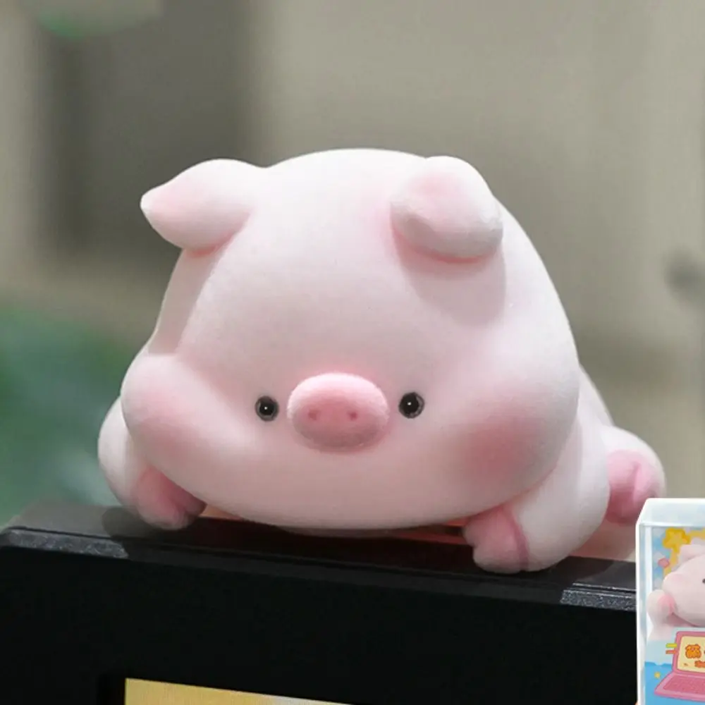 Flocking คอมพิวเตอร์ตกแต่งโต๊ะเครื่องประดับ PANDA สุนัขหน้าจอสัตว์เพนกวินการ์ตูนคอนโซลกลางตุ๊กตา