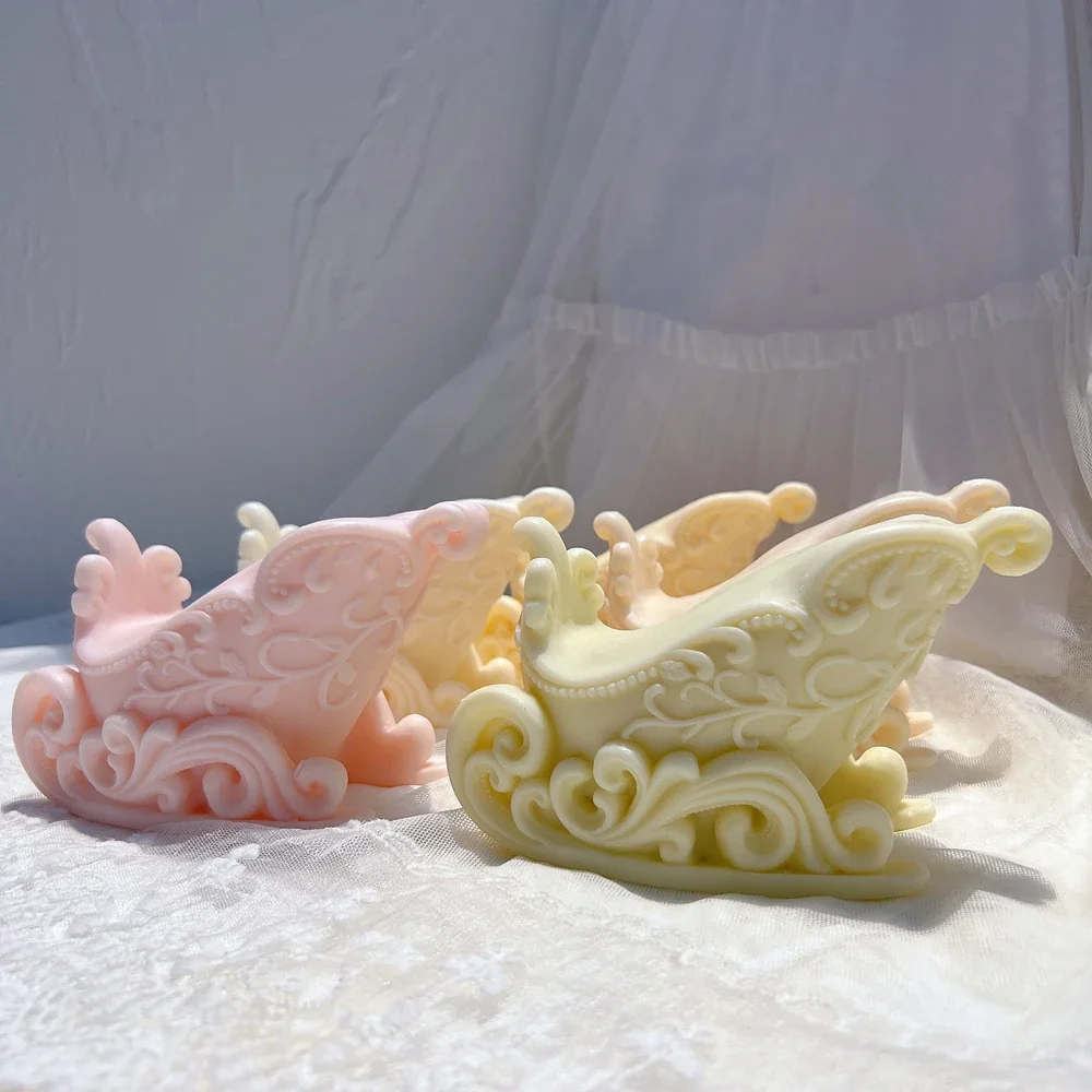 Christmas Sleigh Silicone Candle Mold Christmas Ornaments Silicone Mold Figurine Soy Wax Silicone Mould Xmas Decor