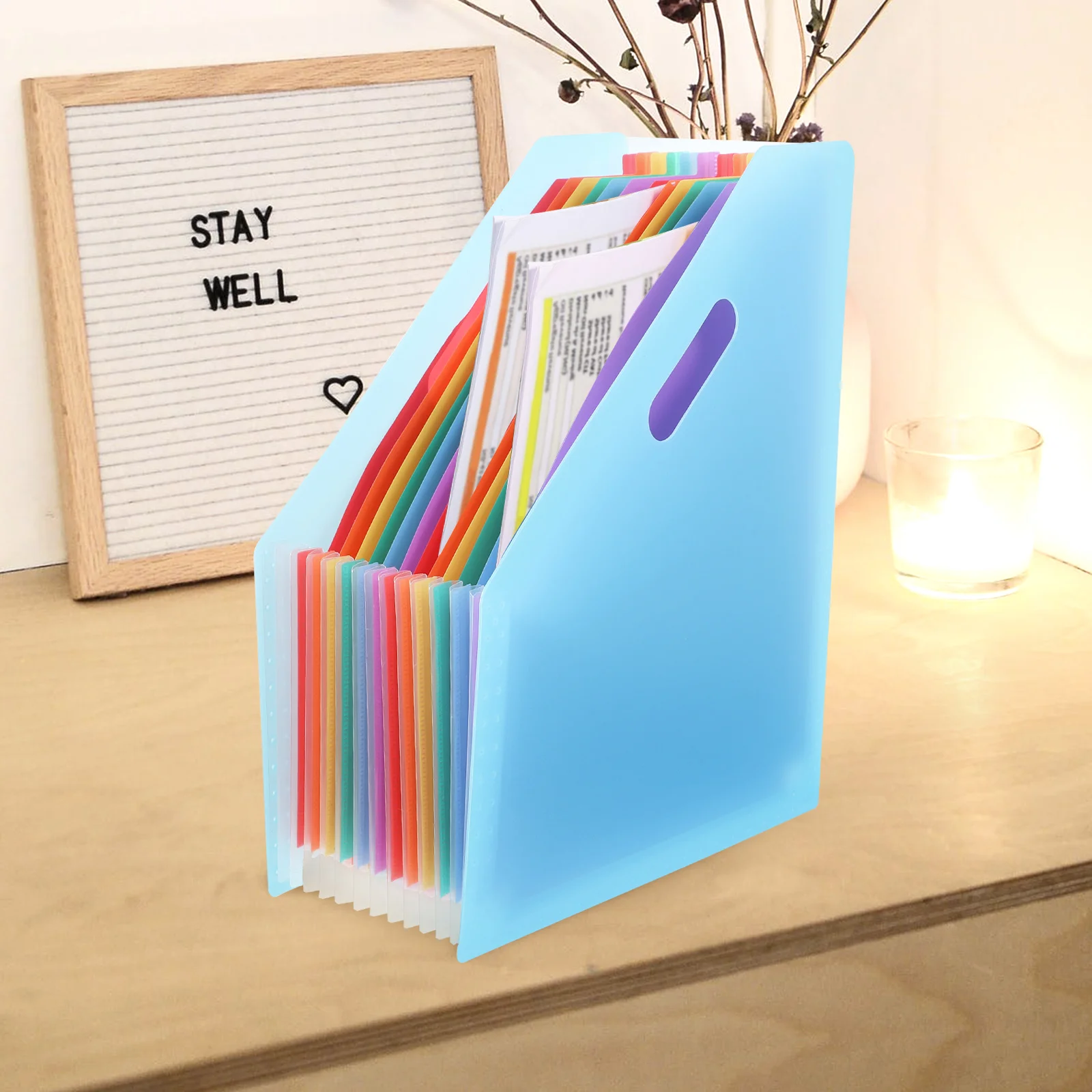 Expandable File Organizer Paper Material Simple Design Stylish Office Supplies for Daily Use Desktop File Organizer