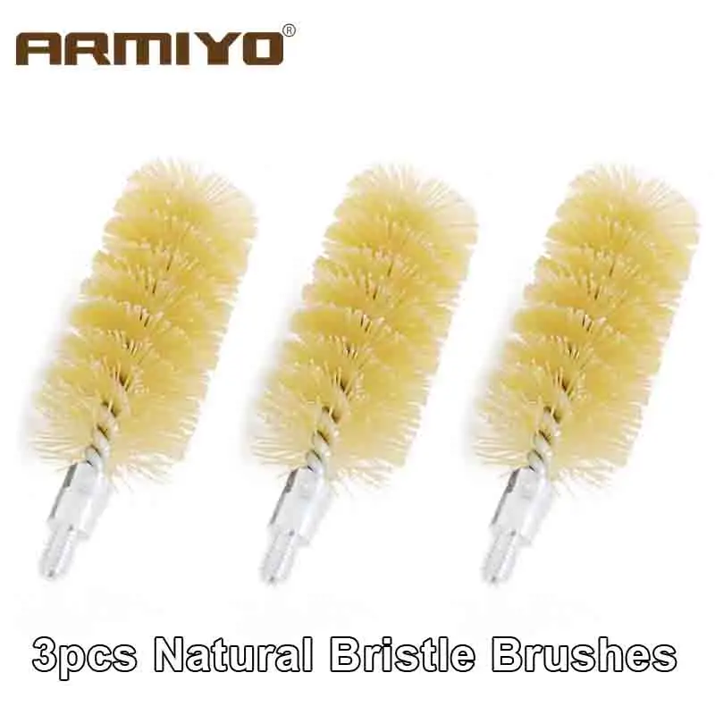 Armiyo 3 teile/satz 12GA 18,5mm Durchmesser Pipeline Reiniger Wolle Metall Borsten Pinsel Jagd Reinigung Kit Gewinde Größe 10-32T – Detail 3