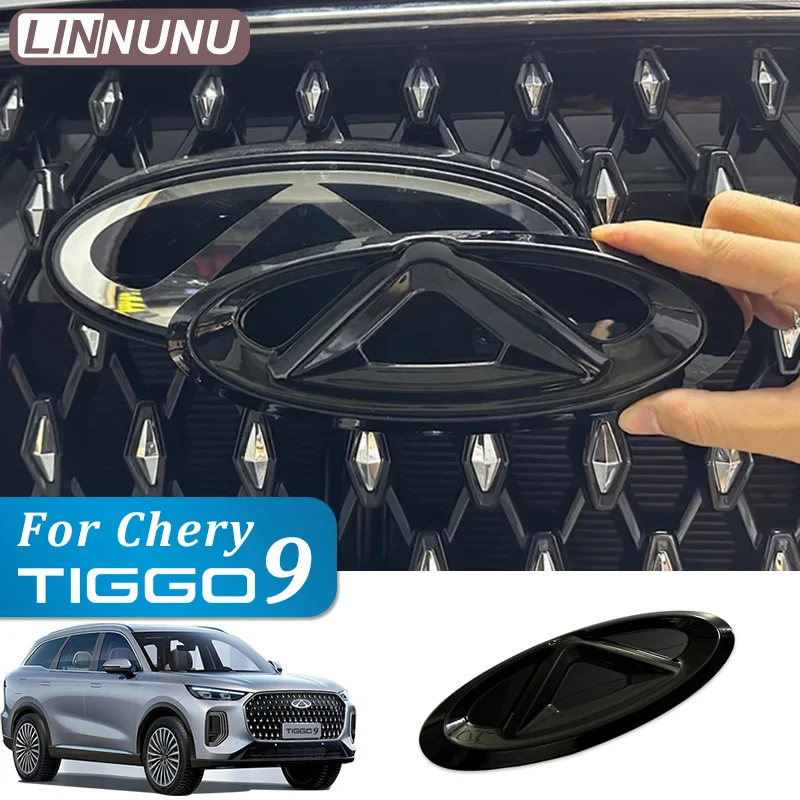 

Наклейка LINNUNU для автомобиля Tiggo 9 2025 2026: Ярко-черная накладка на переднюю решетку с логотипом, персонализированные внешние аксессуары, задний значок