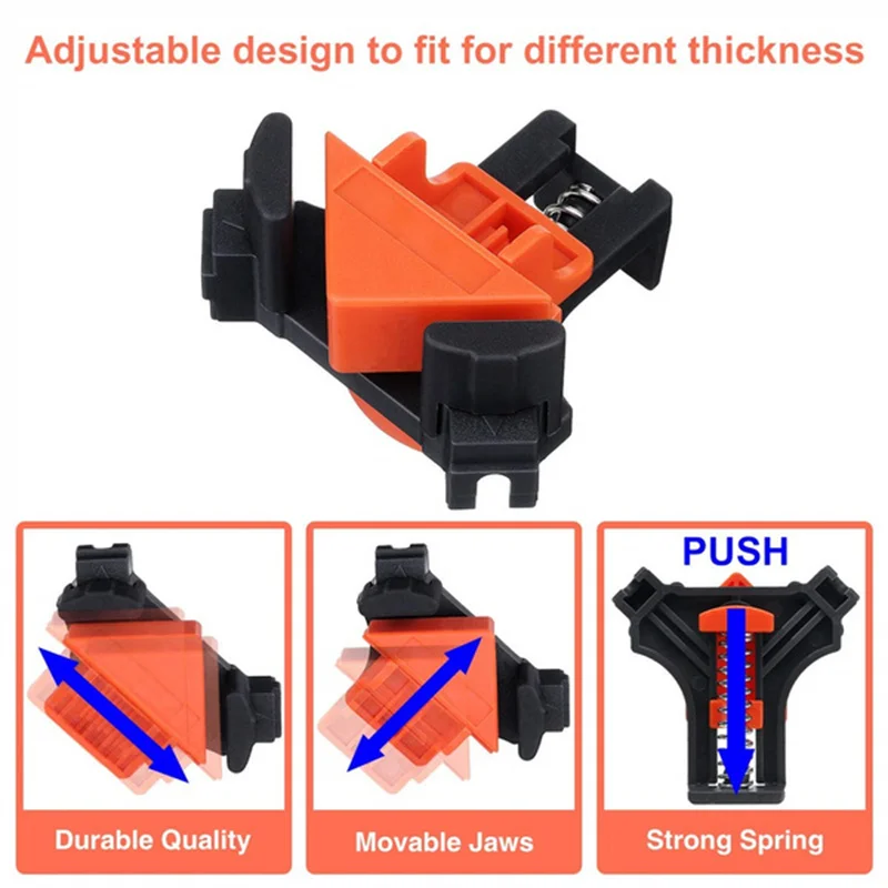 1pc 90 Degree Right Angle Clamp Fixing Clips Picture Frame Corner Clamp Woodworking Hand Tool Pipe Clamp Positioning Fixture