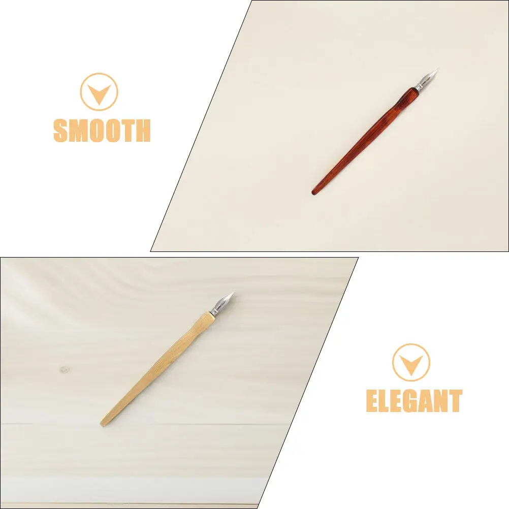 1Set Elegant Wooden Dip Pen Holder with Metal Nibs Ergonomic Design Versatile for Calligraphy Drawing Masking Fluid Line