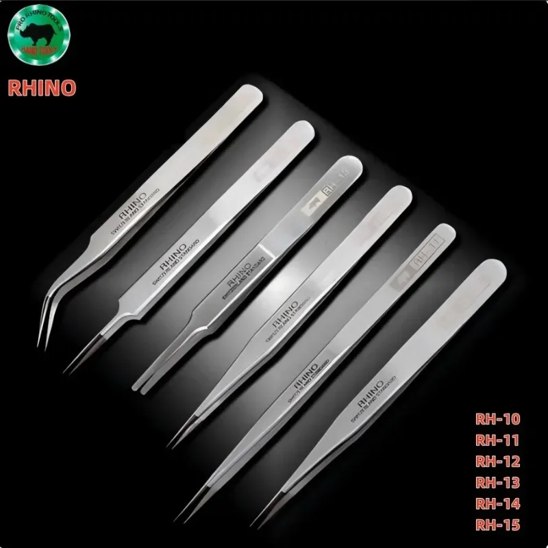 Japan RHINO RH Series Tweezers - High Precision, Super Hard & Sharp, for Watch/Phone Repair, Small Object Gripping
