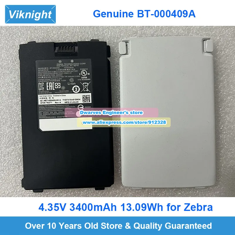 

Genuine BT-000409A BT-000409B Battery 4.35V 3400mAh 5260mAh for Zebra TC21 TC26 Data Collector Barcode Scanner Battery