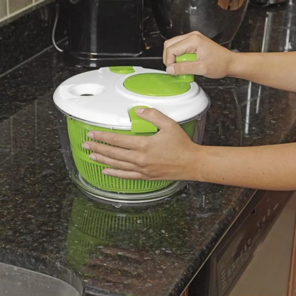 Salad Spinner Small Vegetable Dehydrator One-Hand Operation Lettuce Washer And Spinner with Serving Bowl 3.5L Fruit Drainer Sala