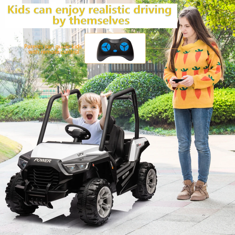 12V Dual-drive remote control electric Kid Ride On Car,4 Wheels Children toys vehicle,LED Headlights,remote control,music,USB