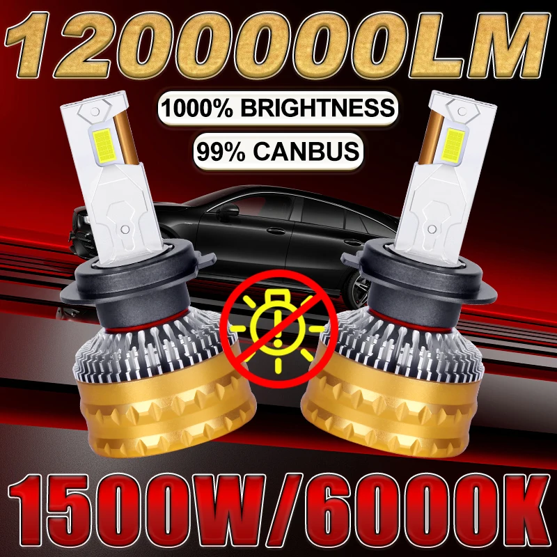 

Drivereyes H4 H7 Led Canbus H1 H11 9005 9006 9012 H8 H9 H1 1500W 6000K White Cars Dual Copper Tubes Heat dissipation Plug&Play