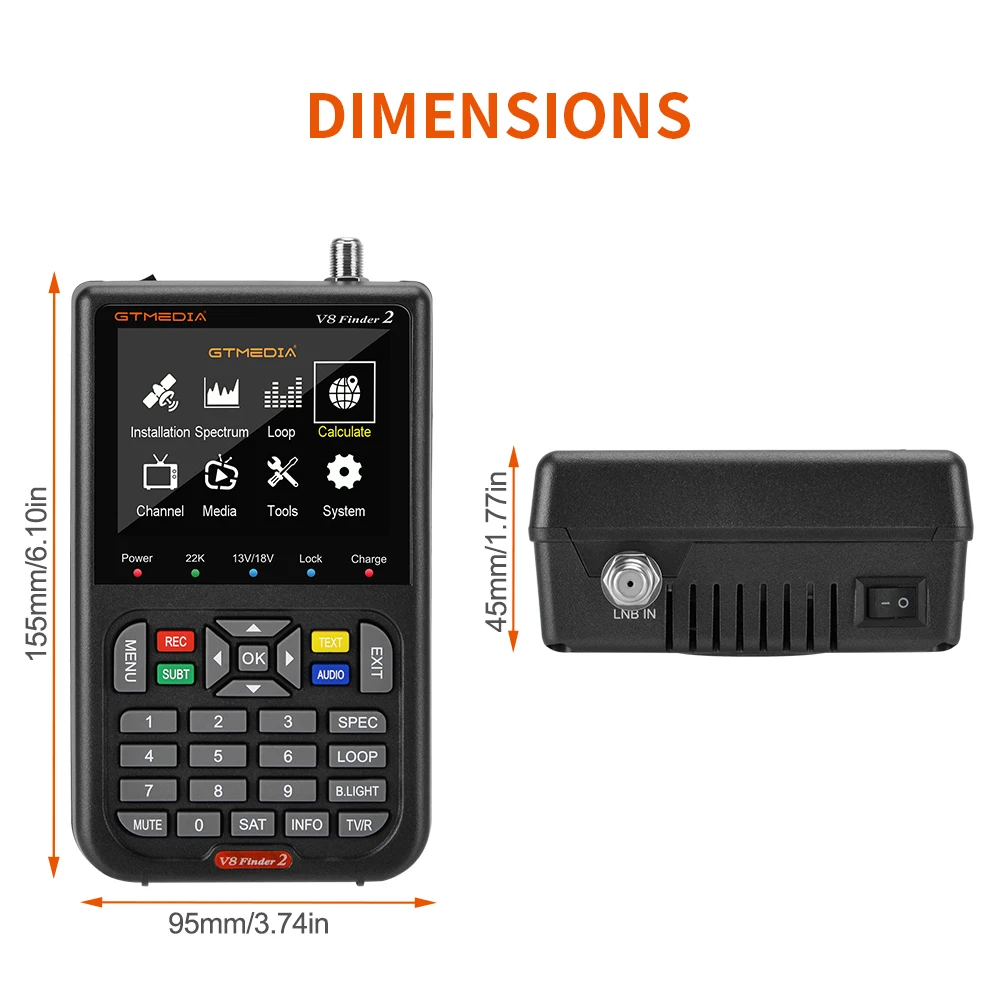 GTMEDIA V8 Finder2 Satellite Finder Digital FTA DVB-S/ S2/ S2X Signal Detector Receiver LCD Screen for Adjusting Sat TV Dish