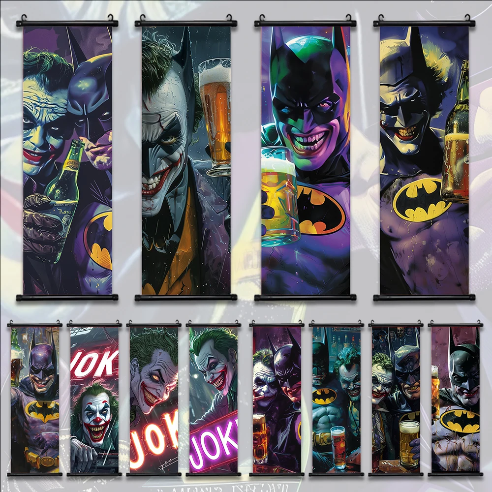 

Joker Scroll Canvas Wall Poster Unique Decorative Painting Modern Home Decor Creative Wall Hanging Artwork Living Room Bedroom