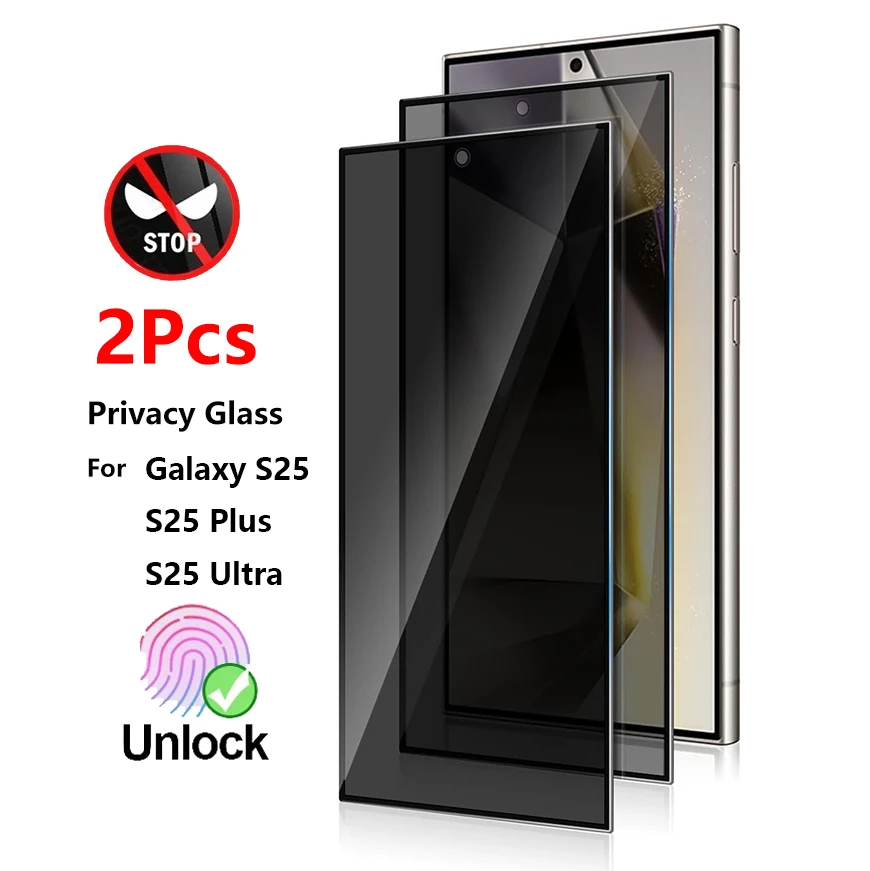 2Pcs Anti Spy Privacy Tempered Glass for Samsung Galaxy S25 Ultra S25+ Plus S 25 Screen Protector Full Cover Protective Glass 9H