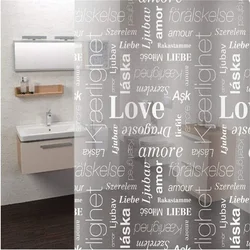 Original 180x180cm LOVE Clear Bath Shower Curtains For Bathroom Mold Resistant Waterproof Shower Bath Curtain With Hooks