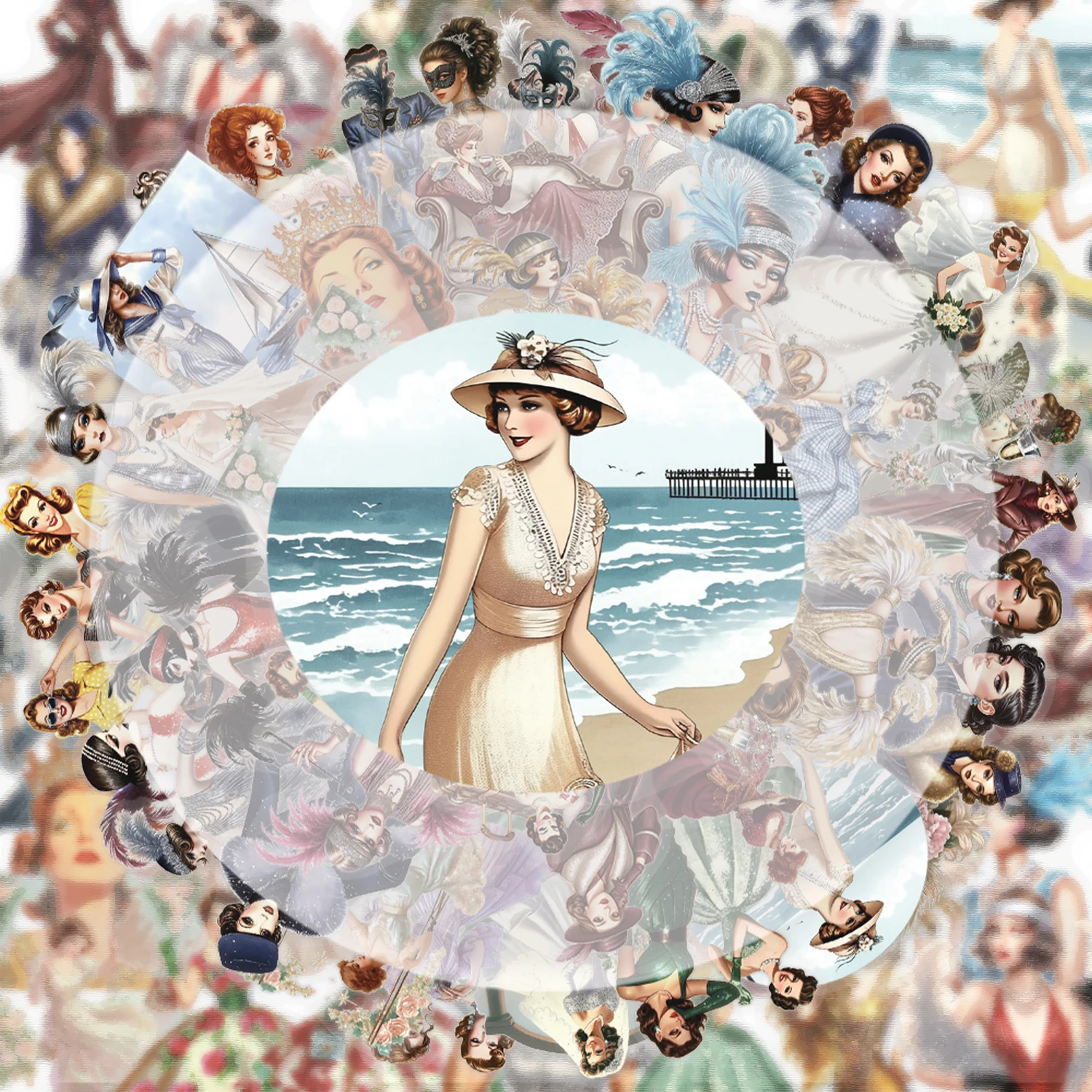 50 Pieces of Retro Lady Character Graffiti Stickers, Suitable for Decorating Water Bottles, Laptops, Mobile Phones, Suitcases, Skateboards, Guitars, Gift Boxes, and Party Decorations