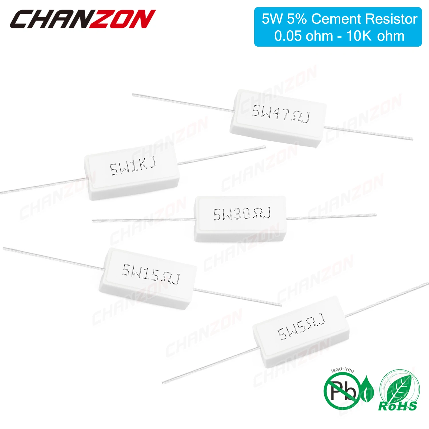 Resistori a filo avvolto in cemento da 10 pezzi 5W 5% 0,22 0,33 0,47 50 100 330 1K 10K Ohm 5Watt resistenza ceramica a filo fisso induttivo