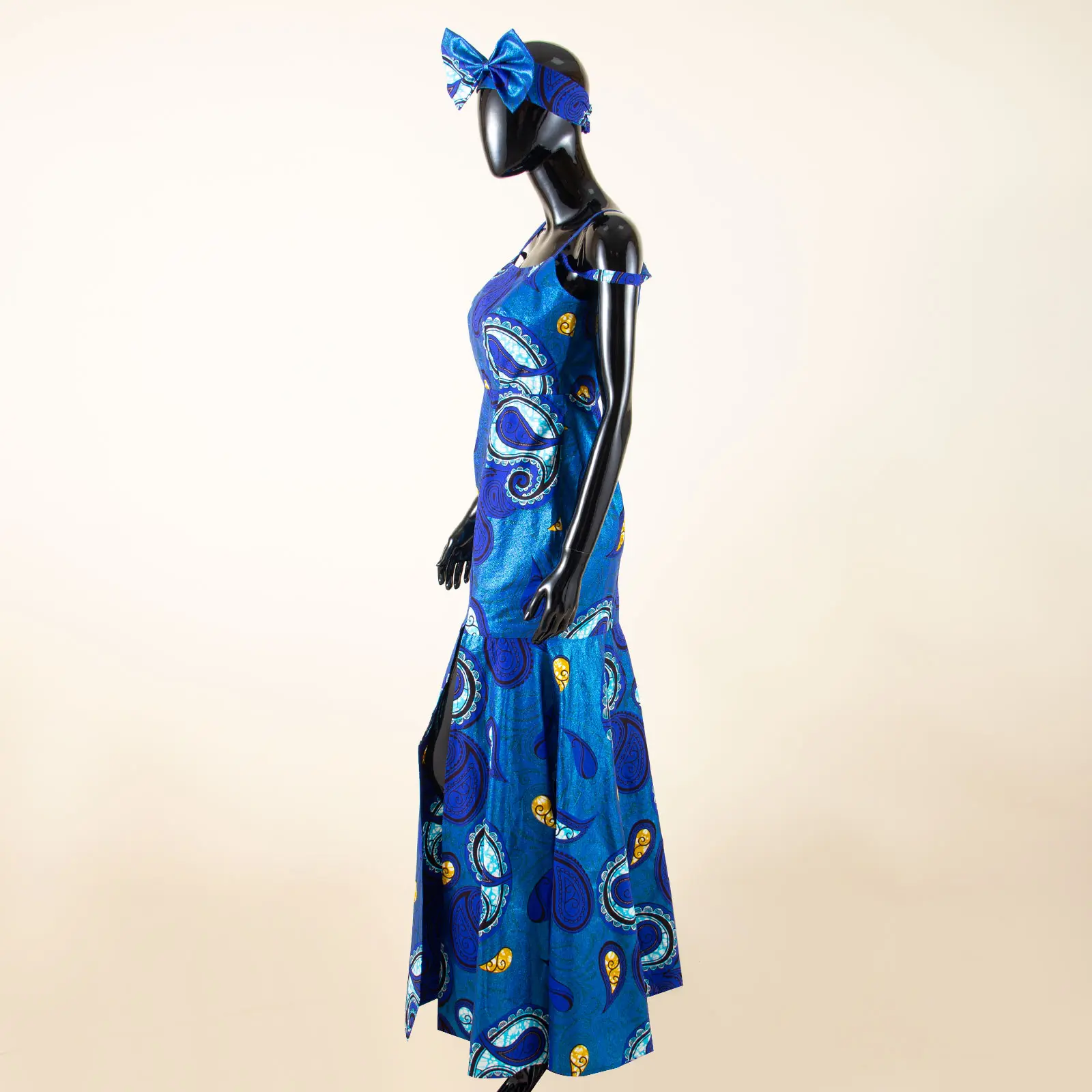 African Fashion Dresses for Women Sexy Bazin Riche Halter Skirt with Bow Headband Party Vestidos Clothes A2325073