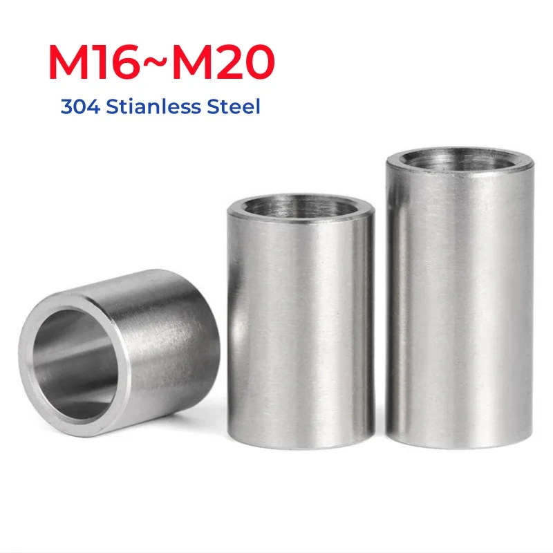 M16 M17 M18 M20 304 Stianless Steel Bushing Lengthen Washer Sleeve Unthreaded Hollow Casing Round Column Joint