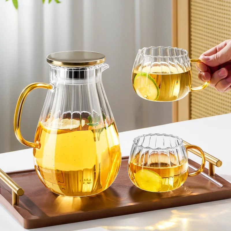 

High Temperature Resistant Glass Cold Water Pot Large Capaci Japanese Sle Home Use Water Bottle Cool Water Cup Pot