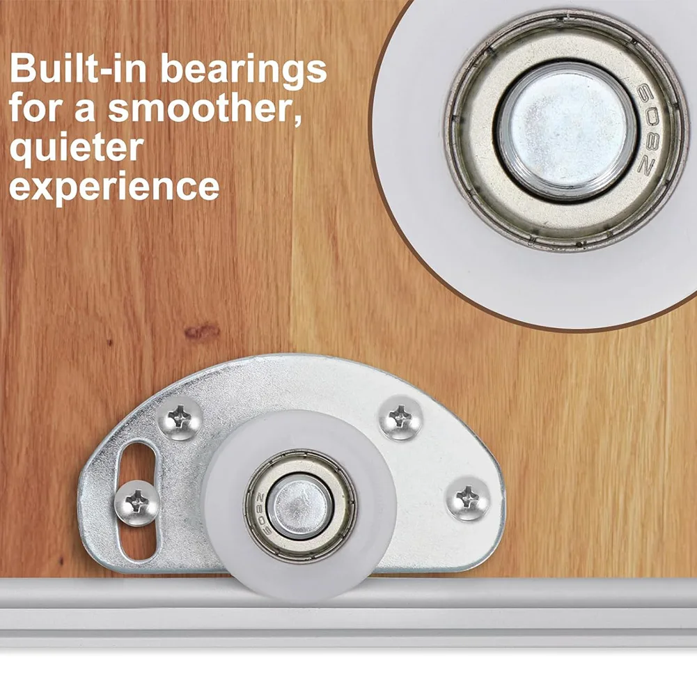 Ball Bearing Sliding Door Wheels 6 Sets for Top Hung Bypass Doors Compatible with 5/8 inch to 1 3/8 inch Panels