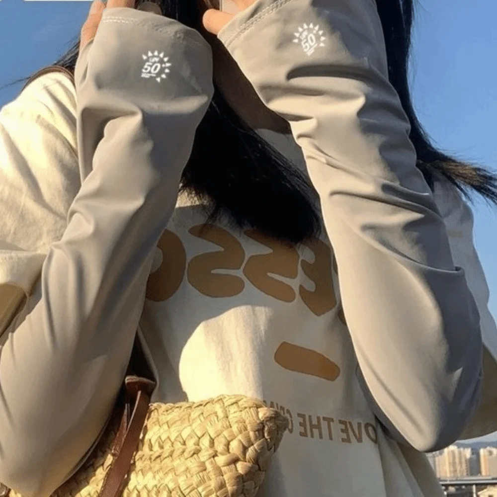 

Loose Songkran Festival Ice Silk Sleeves Lightweight Elastic Fabric Breathable Arm Covers Cooling Effect Polyester