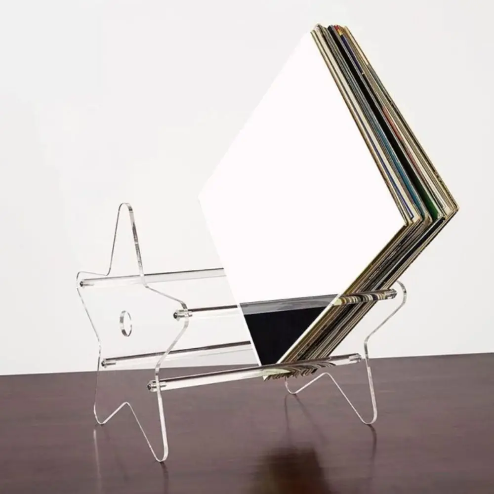 Easy to Use Standing Display Shelf Detachable Five-pointed Star Record Storage Rack Transparent Acrylic Display Stand CD