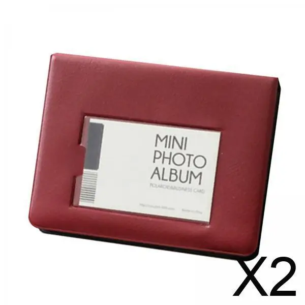 

2xPU Leather Storage Display Book Album, 64 Photos Picture Album Red