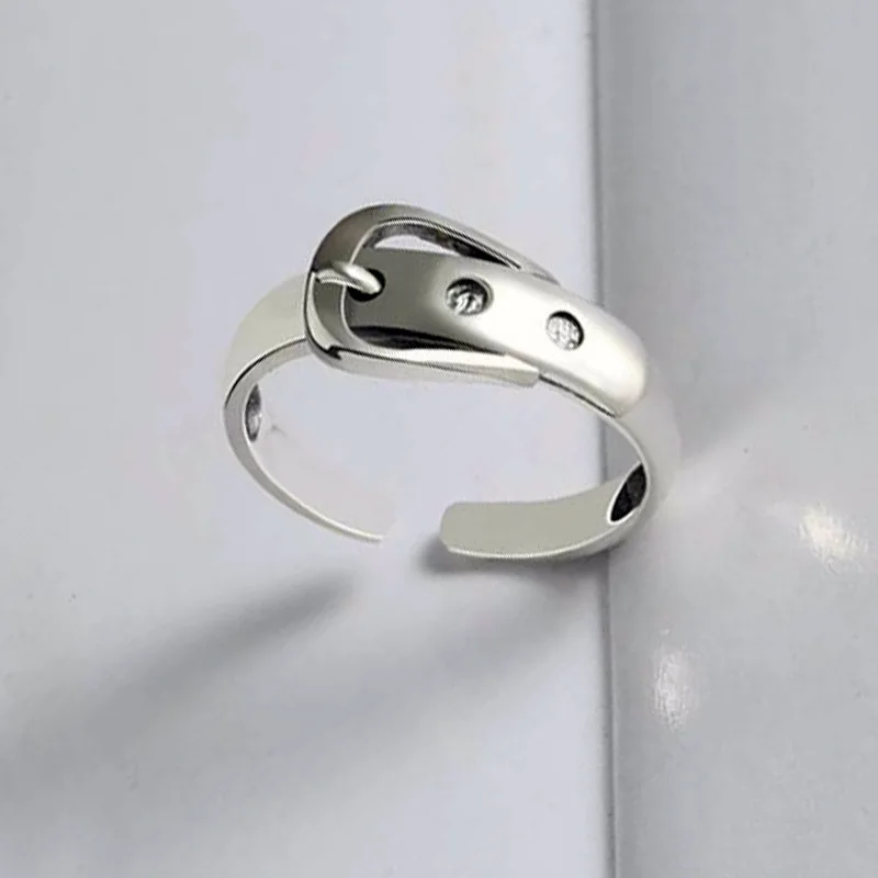 925 Sterling Silver Buckle Adjustable Rings For Women Engagement Wedding Female Vintage Luxury Retro Hip Hop Wholesale Jewellery