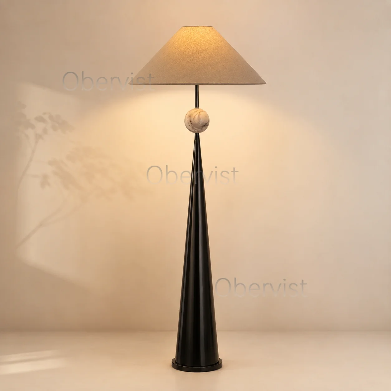 Textured Fabric Shade Floor Lamp, Soft Ambient Standing Light for Living Room, Bedroom and Reading Corner