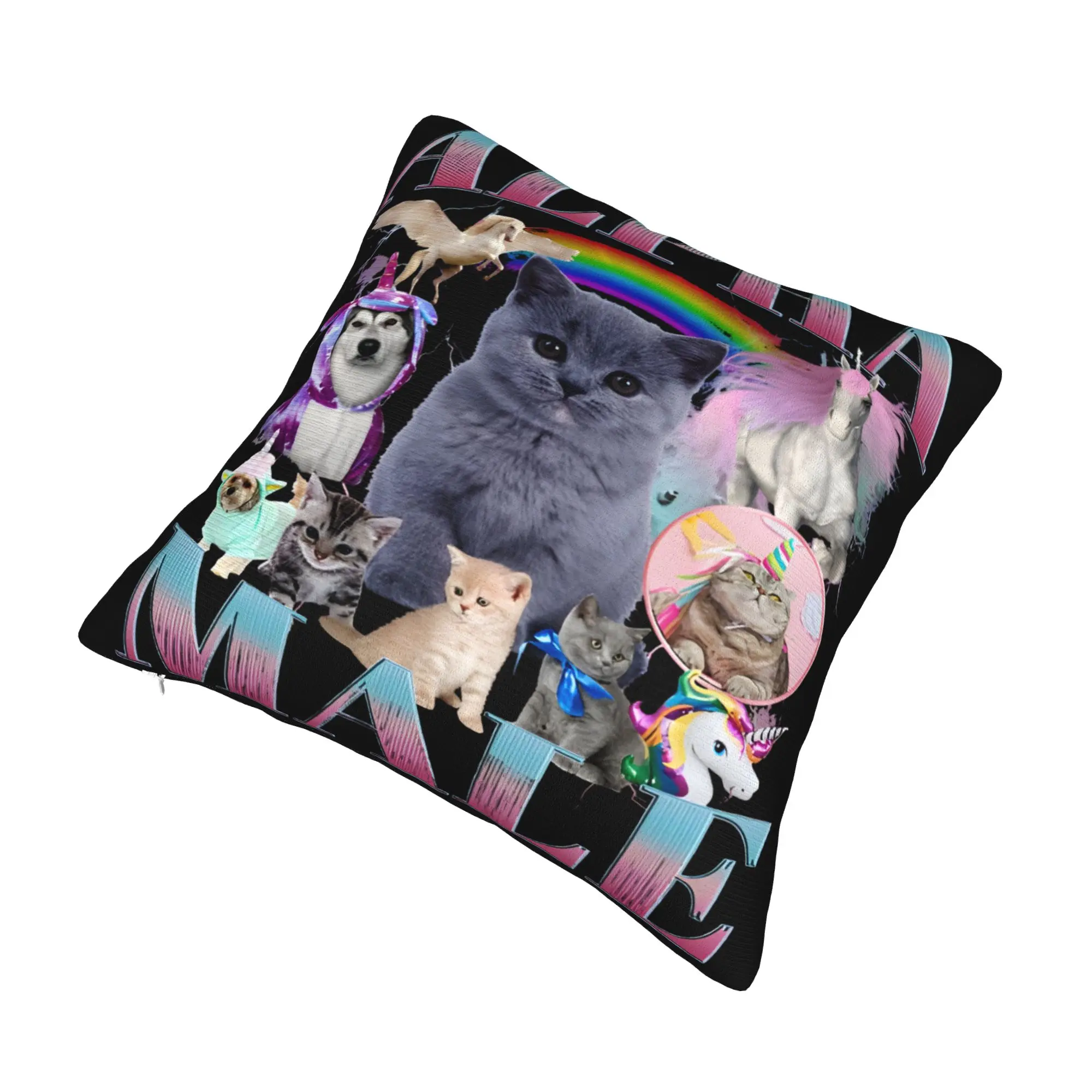 Alpha Male Cat Kitten Funny  Pillow Covers Printing Cushion Cover Decorative  Throw Pillow Case Cover Sofa Multiple Sizes