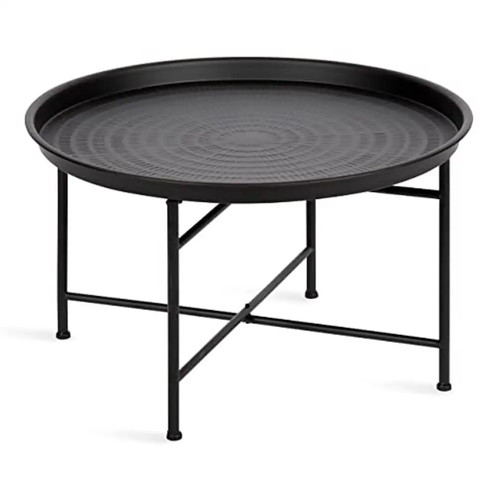 Moroccan Inspired Metal Coffee Table Black 26x26x16 Unique Design