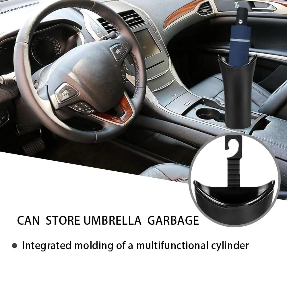 Multi-Purpose Waterproof Umbrella Storage Bucket Car Seat Headrest Hooks Included Versatile Organizer for Vehicle