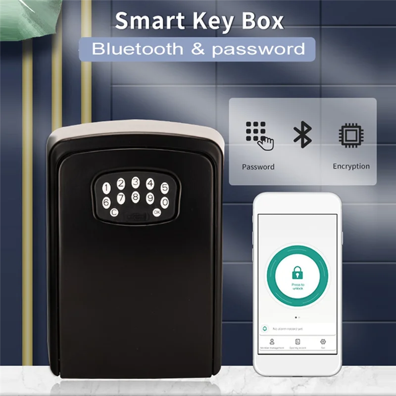 ABKI-TUYA Smart Key Box Cassetta di sicurezza per archiviazione Bluetooth App Smart Life Cassetta di sicurezza antifurto per montaggio a parete