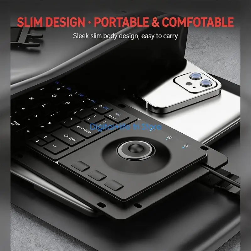 E06D 64Key Mechanical Keyboard With Trackball USB Cord Connection For Industrial Control Systems