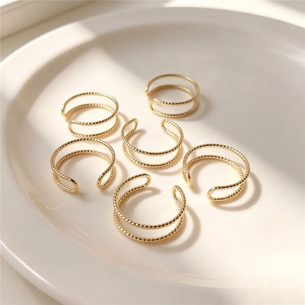 Brass 14K Gold Plated Twisted Double Wire Loop Wire Wrapping Bead DIY Jewelry Findings