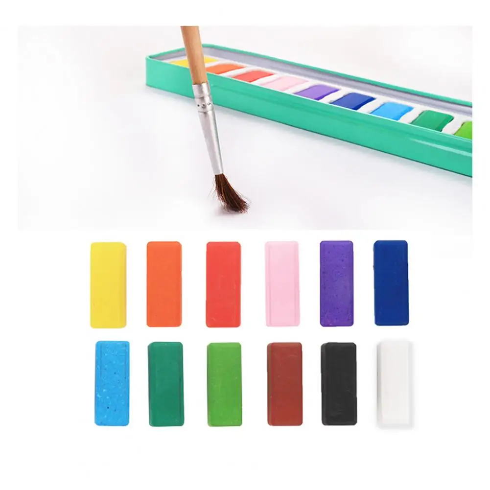 Aquarelverfset voor beginners Levendige aquarelverfkleuren Draagbare aquarelverfset met penseel 12 kleuren voor kinderen