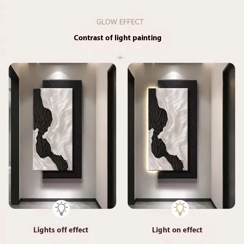 Luxurious Sandstone Texture Wall Lamp for Bedroom, LED Art Light with Hanging Painting Room Decor