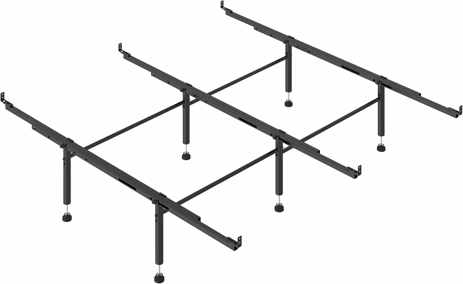 

Bed Frame Support System 3 Cross Rails and 6 Adjustable Legs Universal Strong Center Support Beams for Full Queen and King
