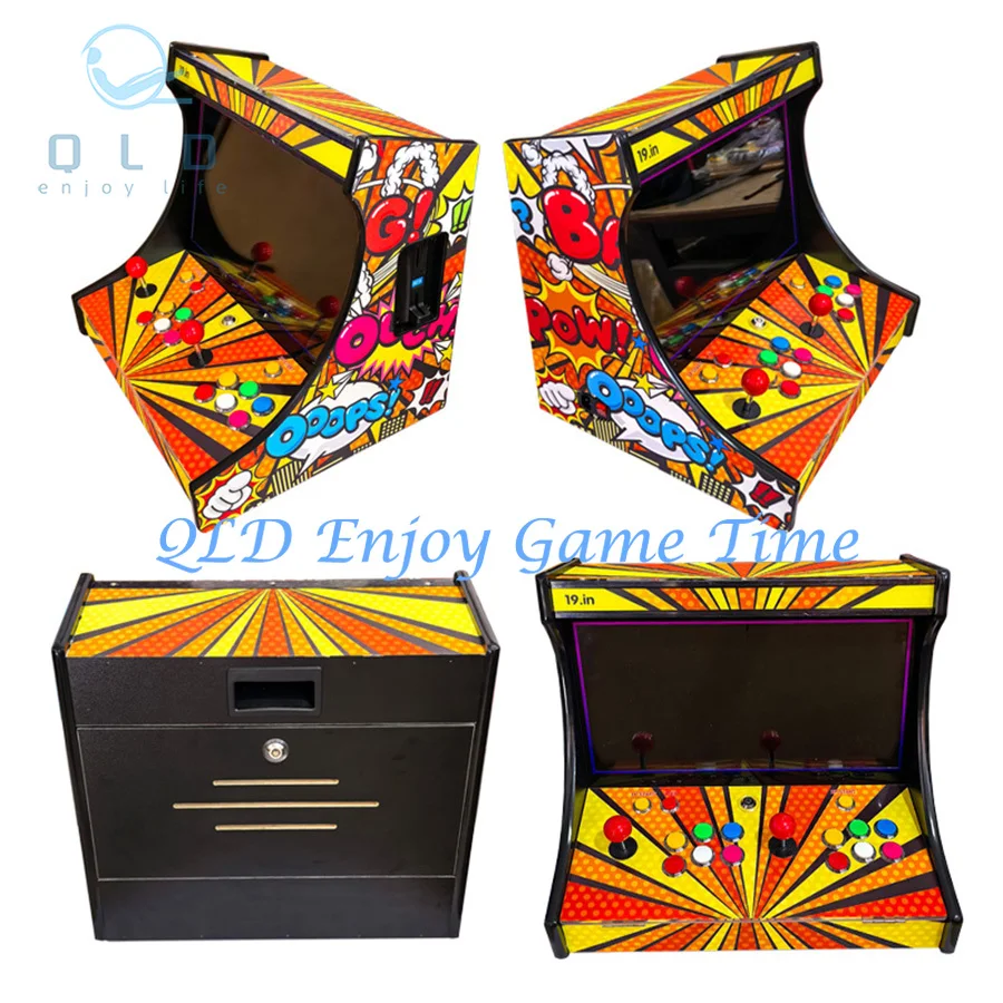 19 Inch LCD Bartop, 2 Players Mini Arcade Video Game Machine, Built-in SAGA PANDORA DX 26800 in 1, Coin Acceptor Joystick Button