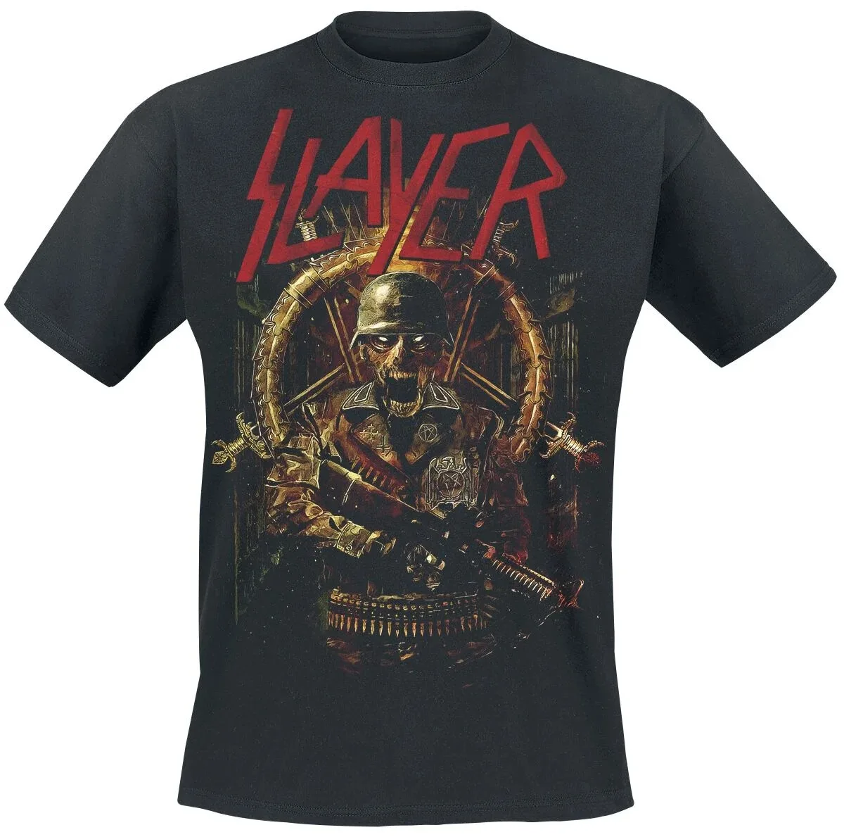 Slayer War Skull Soldier Print Cotton T-shirt Men Women Thrash Metal Band Unisex Tee